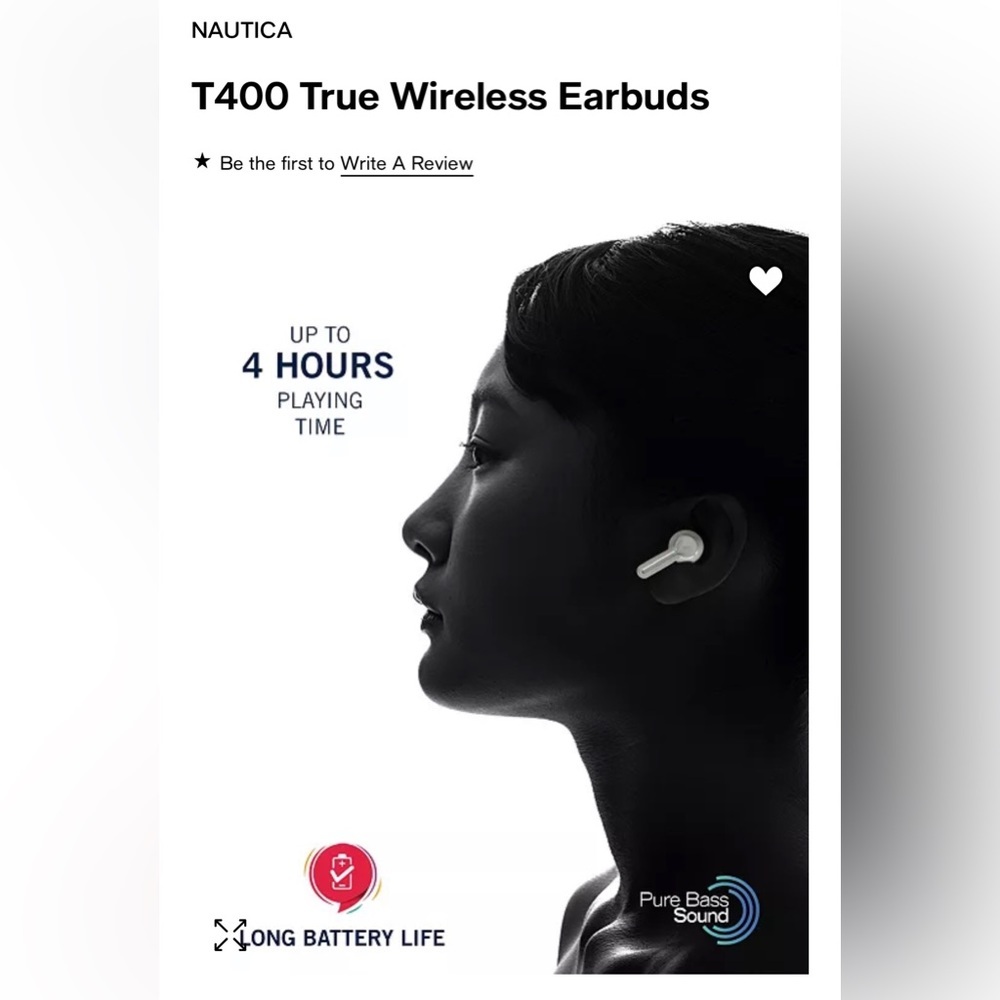 NAUTICA T400 TRUE WIRELESS STEREO EARBUDS WITH CHARGING CASE - Picture 6 of 9